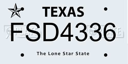 FSD4336 Texas License Plate
