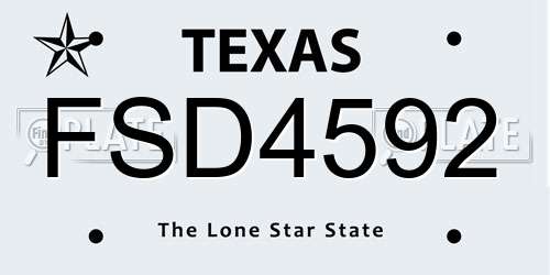 FSD4592 Texas License Plate