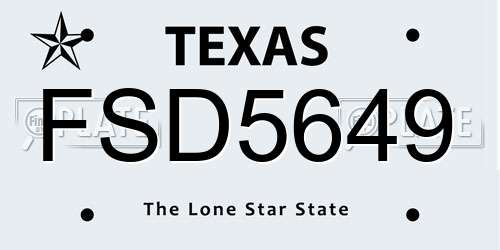 FSD5649 Texas License Plate