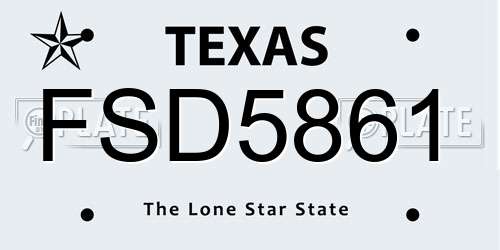 FSD5861 Texas License Plate