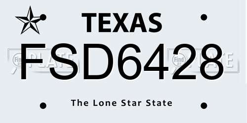 FSD6428 Texas License Plate