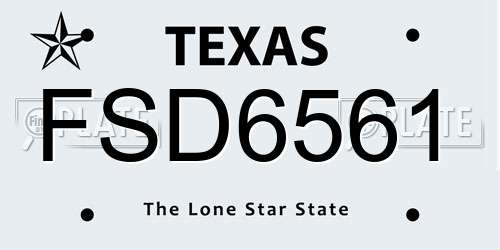 FSD6561 Texas License Plate