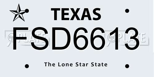 FSD6613 Texas License Plate