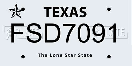 FSD7091 Texas License Plate