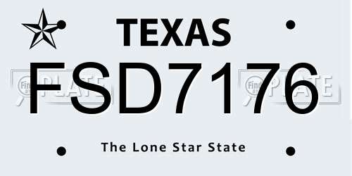 FSD7176 Texas License Plate
