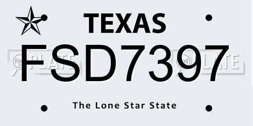 FSD7397 Texas License Plate