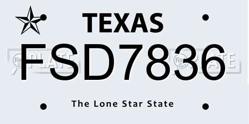 FSD7836 Texas License Plate