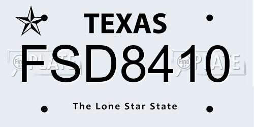 FSD8410 Texas License Plate