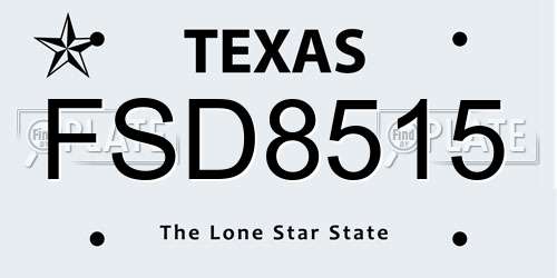 FSD8515 Texas License Plate