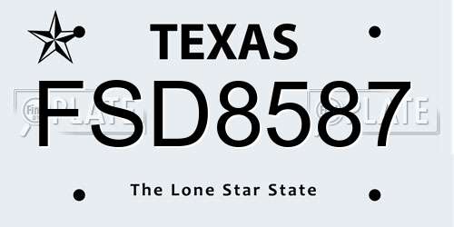 FSD8587 Texas License Plate