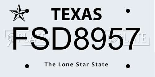 FSD8957 Texas License Plate