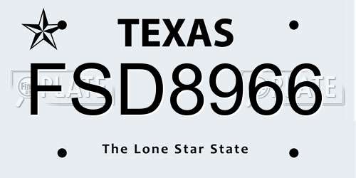FSD8966 Texas License Plate