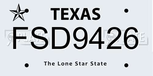 FSD9426 Texas License Plate