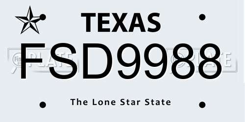 FSD9988 Texas License Plate
