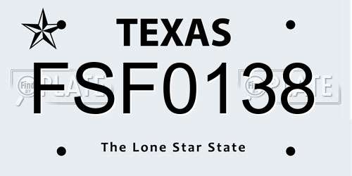 FSF0138 Texas License Plate
