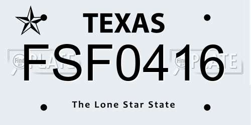 FSF0416 Texas License Plate