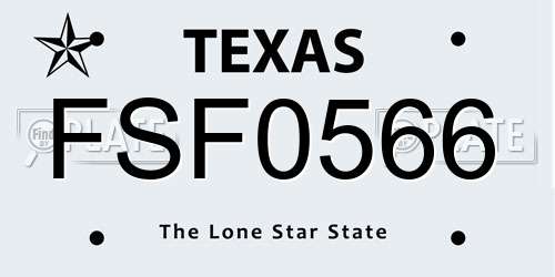 FSF0566 Texas License Plate