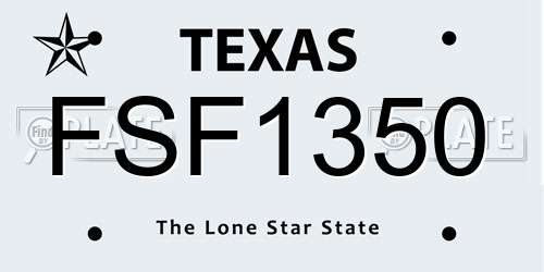 FSF1350 Texas License Plate
