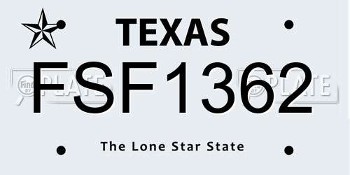 FSF1362 Texas License Plate