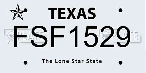 FSF1529 Texas License Plate