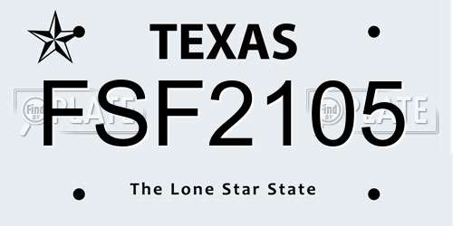 FSF2105 Texas License Plate