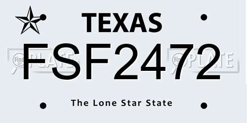 FSF2472 Texas License Plate