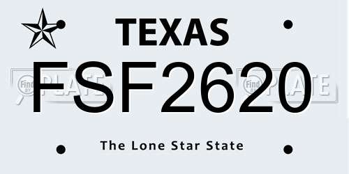 FSF2620 Texas License Plate