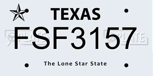 FSF3157 Texas License Plate