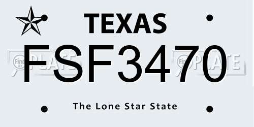 FSF3470 Texas License Plate