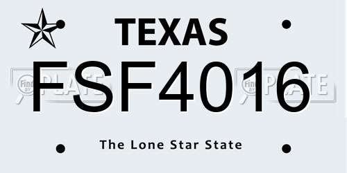 FSF4016 Texas License Plate
