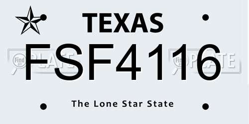 FSF4116 Texas License Plate