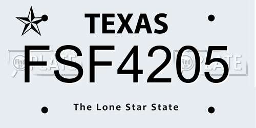 FSF4205 Texas License Plate