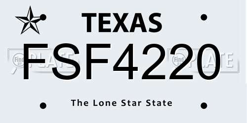 FSF4220 Texas License Plate