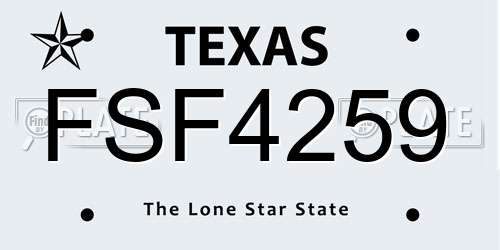 FSF4259 Texas License Plate