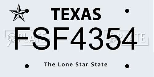 FSF4354 Texas License Plate