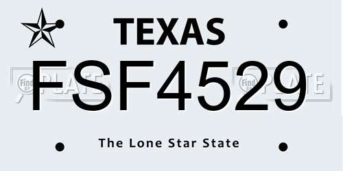 FSF4529 Texas License Plate