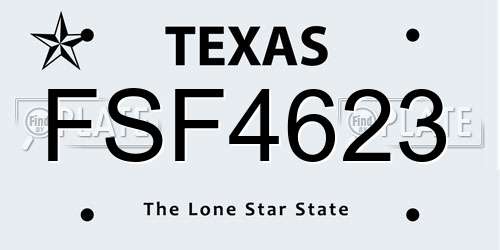 FSF4623 Texas License Plate
