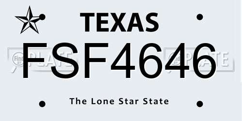 FSF4646 Texas License Plate