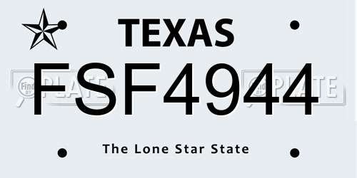 FSF4944 Texas License Plate