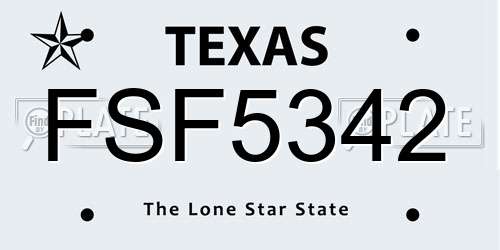 FSF5342 Texas License Plate