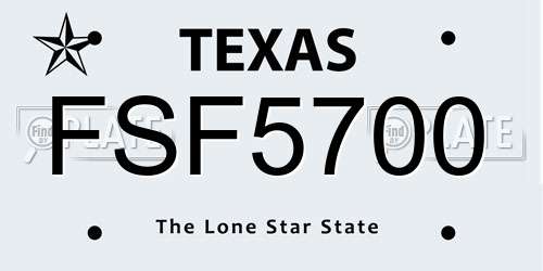 FSF5700 Texas License Plate