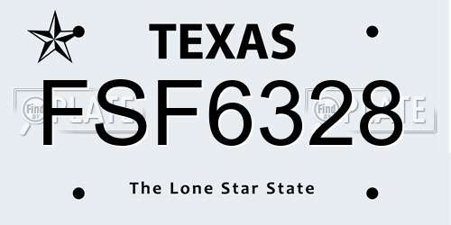 FSF6328 Texas License Plate