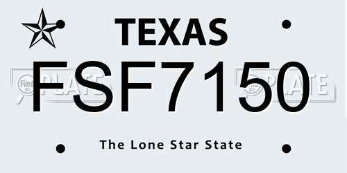 FSF7150 Texas License Plate