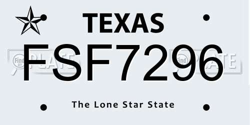 FSF7296 Texas License Plate