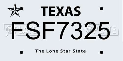 FSF7325 Texas License Plate