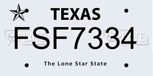 FSF7334 Texas License Plate