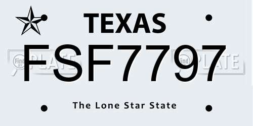 FSF7797 Texas License Plate