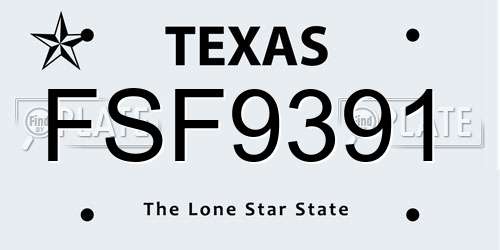 FSF9391 Texas License Plate