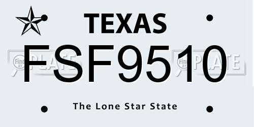 FSF9510 Texas License Plate