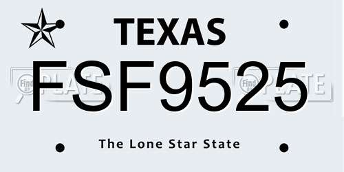 FSF9525 Texas License Plate